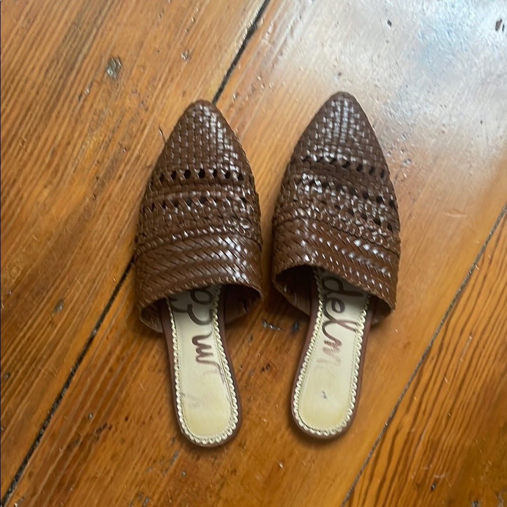 Sam Edelman Brown Woven Leather Mules
